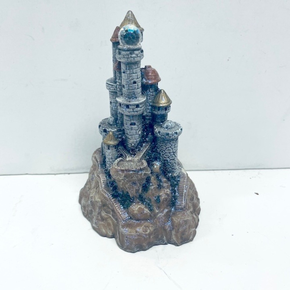 Vintage Spoontiques Miniature Fantasy Castle Figurine Glitter Spire +Crystal Orb